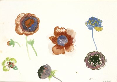 Osiem studiów kwiatów autorstwa Odilon Redon