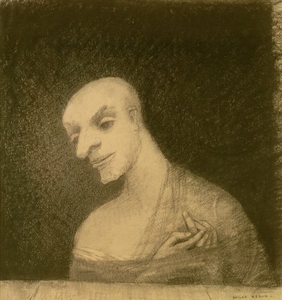 Wyimaginowana figura, ok. 1881 (kreda i węgiel na papierze) autorstwa Odilon Redon