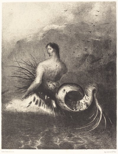 La sirene sortit des flots vetue de dards (Syrena odziana w zadziory wyłoniła się z fal autorstwa Odilon Redon
