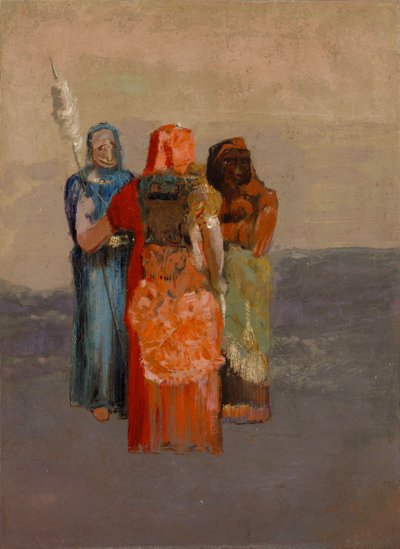 Les Moires (Trzy losy) (trzy bóstwa losu z mitologii antycznej lub Losy Rzymian) - Obraz Odilona Redona (1840-1916), olej na płótnie (32,4 x 23,8 cm) autorstwa Odilon Redon