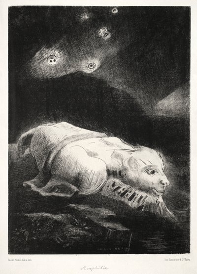 Początki: kiedy życie budziło się w głębinach niejasnej materii, 1883. autorstwa Odilon Redon