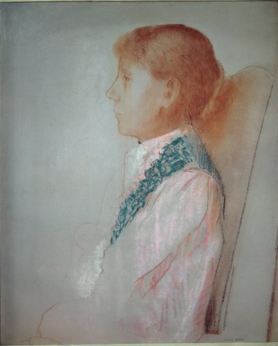 Portret Madame Odilon Redon - Pastel autorstwa Odilon Redon