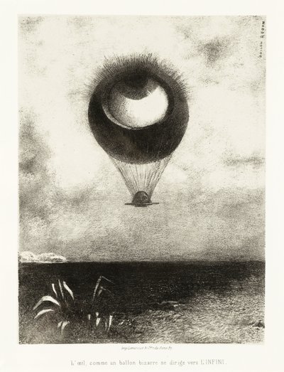 Seria ilustracji do Edgara Poe: „Oko, jak dziwny balon, wznosi się ku nieskończoności” Litografia Odilona Redona (1840-1916) autorstwa Odilon Redon