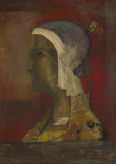 Głowa symboliczna, ok. 1890 (olej na papierze osadzony na płótnie) autorstwa Odilon Redon