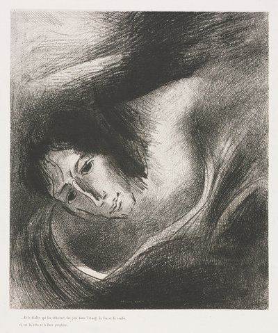 Apokalipsa św. Jana: A diabeł, który ich oszukał, został wrzucony do jeziora, 1899. autorstwa Odilon Redon