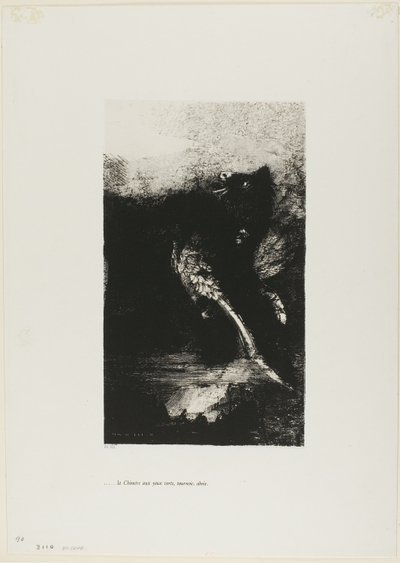 Chimera z zielonymi oczami Zakręty, zatoki, płyta 7 z Kuszenia św. Antoniego (I seria) autorstwa Odilon Redon
