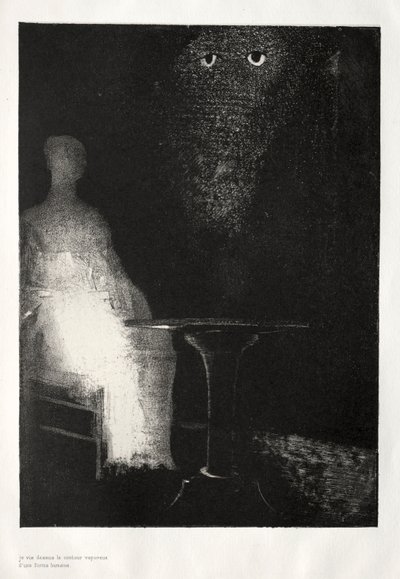Nawiedzony dom: Kontynuowałem patrzenie na krzesło i wydawało mi się, że widziałem na nim bladoniebieski…, 1896. autorstwa Odilon Redon