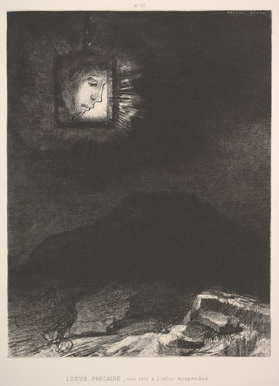 Niewyraźny blask głowy zawieszonej w przestrzeni, 1891. autorstwa Odilon Redon