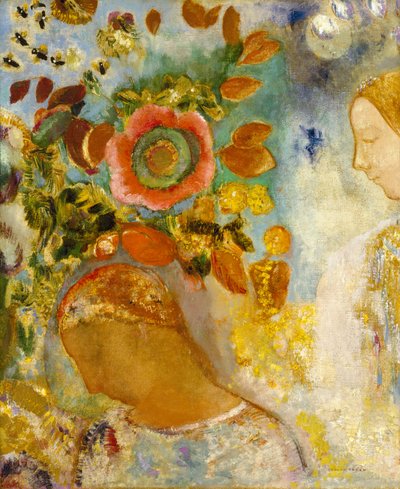 Dwie młode dziewczyny wśród kwiatów, 1912 autorstwa Odilon Redon