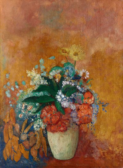 Wazon z kwiatami, ok. 1905 (olej na tkaninie) autorstwa Odilon Redon
