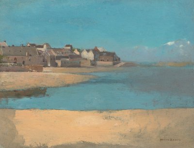 Wioska nad morzem w Bretanii, ok. 1880 (olej na tekturze na płycie pilśniowej) autorstwa Odilon Redon