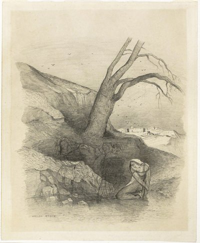 Klęcząca kobieta autorstwa Odilon Redon