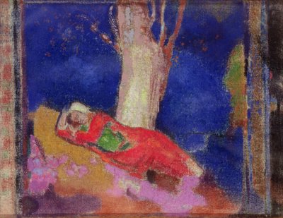 Kobieta śpi pod drzewem autorstwa Odilon Redon