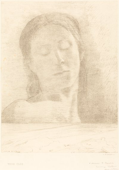 Yeux Clos (zamknięte oczy) autorstwa Odilon Redon