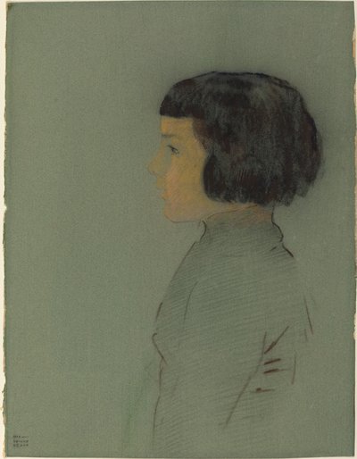 Młoda kobieta w profilu autorstwa Odilon Redon