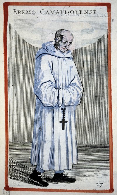 Pustelnik Camaldulus. Grawerowanie w O. Fialetti. 16 wiek. autorstwa Odoardo Fialetti