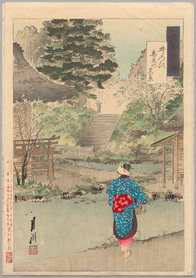 Prawdziwy widok Bentena w Inokashirze z serii Gekkō’s Miscellaney autorstwa Ogata Gekko