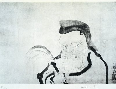 Portret starca, rysunek Ogata Korin (1658-1716), tusz na jedwabiu, cywilizacja japońska, okres Edo autorstwa Ogata Korin