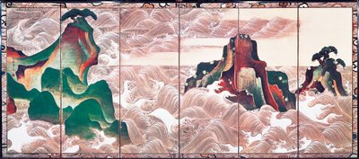 Fale w Matsushima, ekran z sześcioma panelami autorstwa Korina Ogaty (1658-1716) autorstwa Ogata Korin