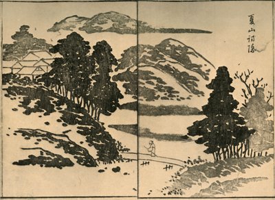 Krajobraz z postacią przechodzącą przez most, 1809, 1924. autorstwa Ogura Tokei