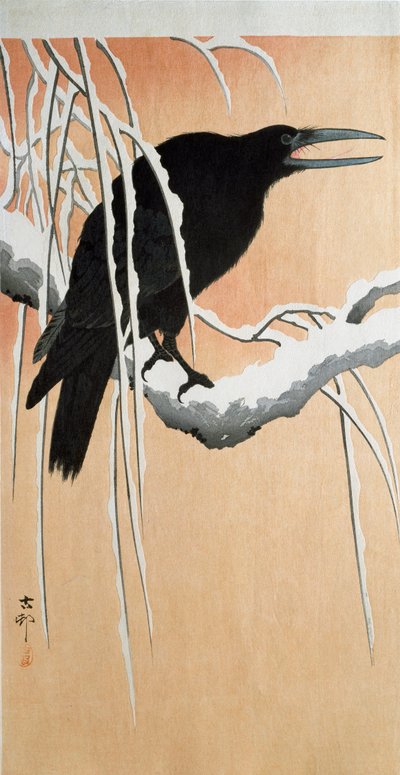 Kruk na śnieżnej gałęzi Ksylografia i grafika japońska Ohara Koson (1877-1945) 1910 Kolekcja prywatna DR autorstwa Ohara Koson