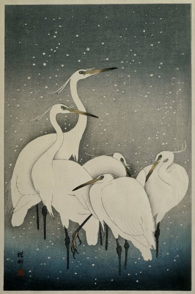 Grupa Czapli autorstwa Ohara Koson