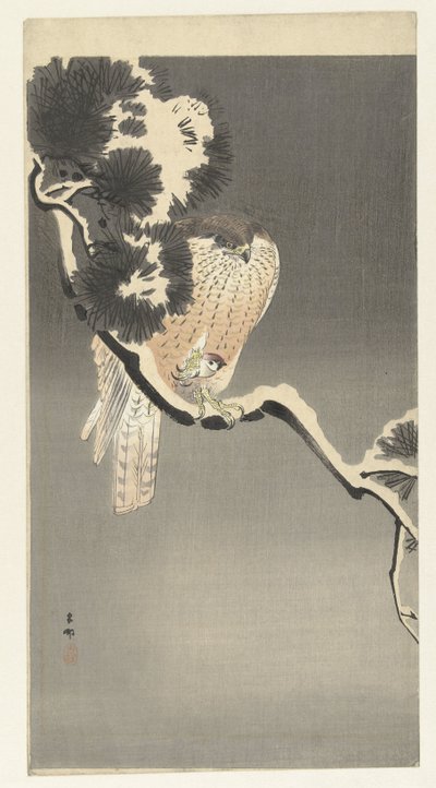 jastrząb z mus autorstwa Ohara Koson