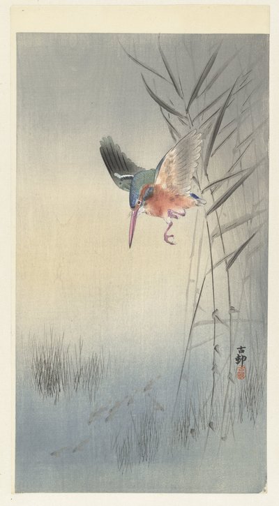 Zimorodek polujący na ryby autorstwa Ohara Koson