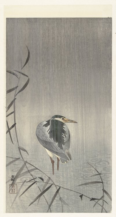 Kwak w deszczu autorstwa Ohara Koson