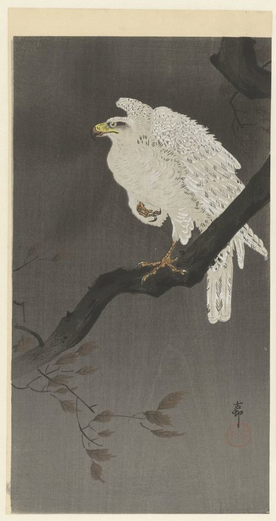 Śnieżny orzeł na gałęzi drzewa autorstwa Ohara Koson