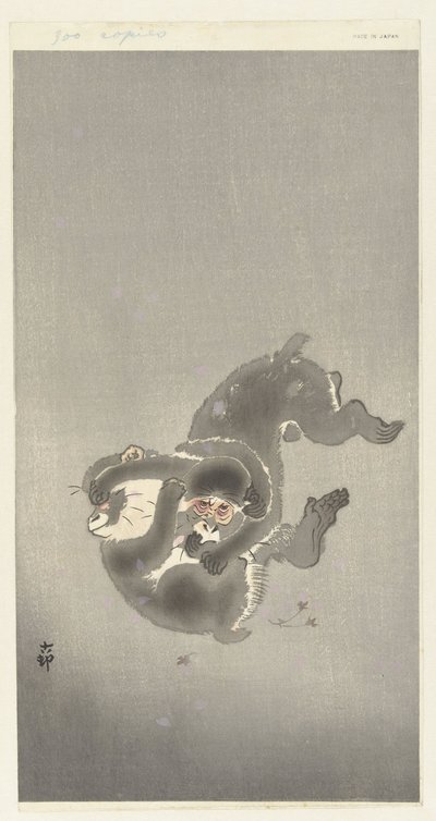Dwie bawiące się małpy autorstwa Ohara Koson