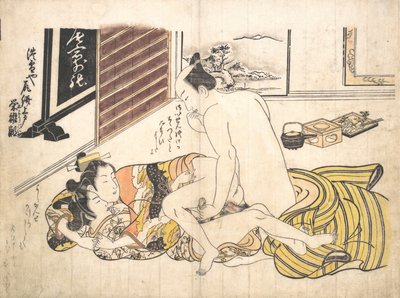 Scena w sypialni, ca. 1739, ok. 1739 r. 1739. autorstwa Okumura Masanobu