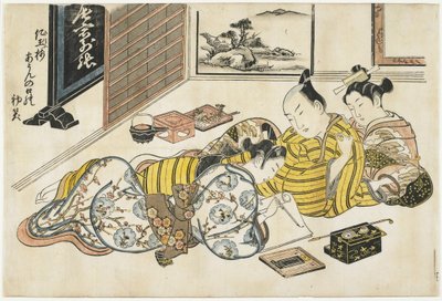 Spotkanie noworoczne w domu publicznym, 1741-1744 autorstwa Okumura Masanobu
