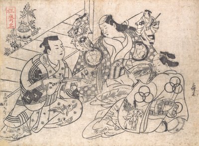 Scena z dramatu, 1710-13., 1710-13. autorstwa Okumura Masanobu