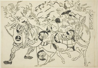 Podróż Teiki (Taika no michiyuki), z serii "Słynne sceny z japońskich sztuk lalkowych (Yamato irotake)". autorstwa Okumura Masanobu