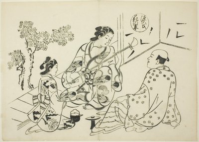 Rozdział Hana-no-en z „Opowieści o Genji” (Genji Hana-no-en), z serii parodii Genji autorstwa Okumura Masanobu