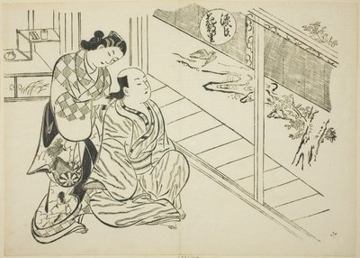 Rozdział Hanachirusato z „The Tale of Genji” (Genji Hanachirusato), z serii parodii Genji autorstwa Okumura Masanobu