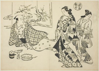 Rozdział Kiritsubo z „Opowieści o Genji” (Genji Kiritsubo), z serii parodii Genji autorstwa Okumura Masanobu