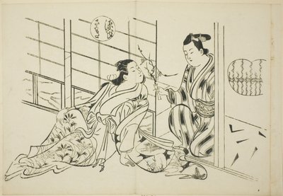 Rozdział Sakaki z „Opowieści o Genji” (Genji Sakaki), z serii parodii Genji autorstwa Okumura Masanobu