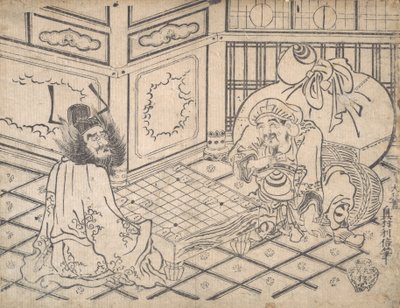Daikoku plan d płatność początkowa członka g czeki, ? 1730. , komar. 1730. autorstwa Okumura Toshinobu