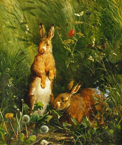 Zające, 1878 autorstwa Olaf August Hermansen