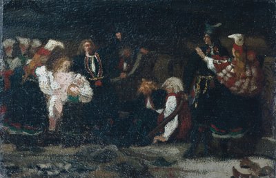 Walka na farmie (olej na płótnie) autorstwa Olaf Isaachsen