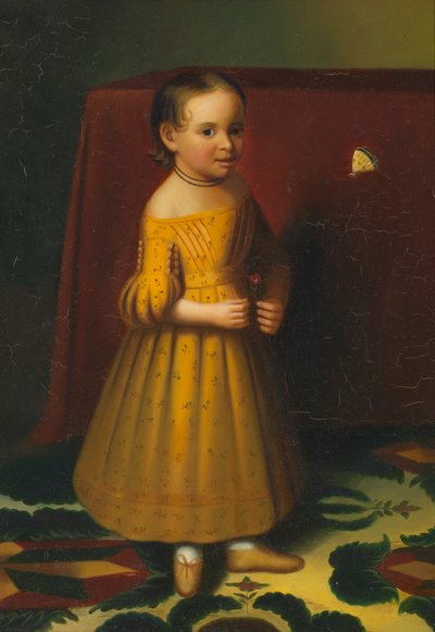 Portret młodej dziewczyny z różą i motylem, ca. 1838. autorstwa Oliver Tarbell Eddy