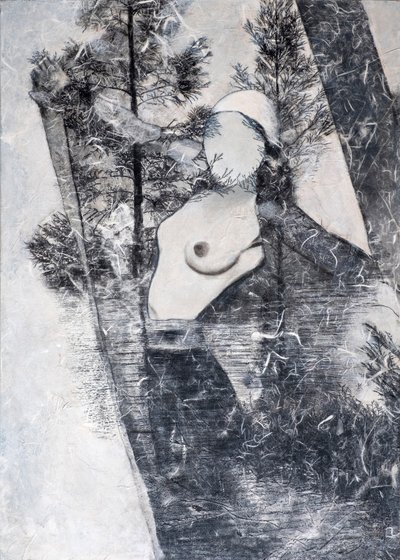 Maschera bianca, 2024 (mieszane media na płótnie) autorstwa Olivia Gozzano