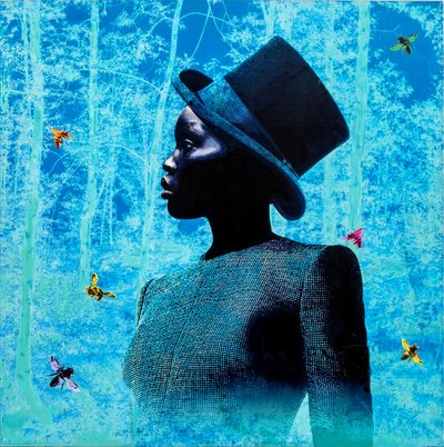 Teletrasporto, 2022 (mieszane media na płótnie) autorstwa Olivia Gozzano