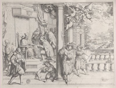 Młody mężczyzna przedstawiający swoją tezę kardynałowi Aldobrandini, 1620., 1620. autorstwa Oliviero Gatti
