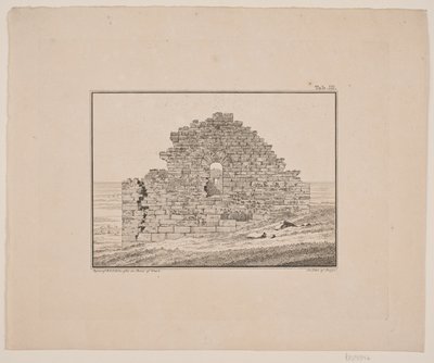 Ruiny kościoła na Grenlandii. Ilustracja do W.A. Gra. Wyjazd badawczy na wschodnie wybrzeże Grenlandii autorstwa Oluf Olufsen Bagge