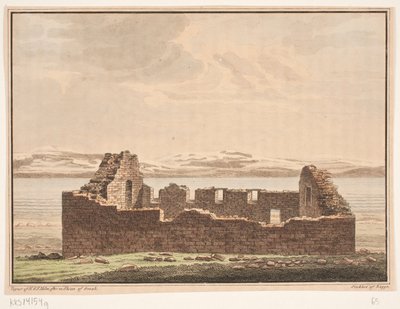 Ruiny kościoła na Grenlandii. Ilustracja do W.A. Gra. Wyjazd badawczy na wschodnie wybrzeże Grenlandii autorstwa Oluf Olufsen Bagge