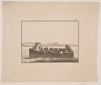 Ruiny kościoła na Grenlandii. Ilustracja do W.A. Gra. Wyjazd badawczy na wschodnie wybrzeże Grenlandii autorstwa Oluf Olufsen Bagge