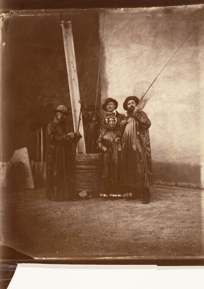 [Artysta, jego matka i przyjaciele w rybackich strojach], ca. 1860. autorstwa Olympe Aguado